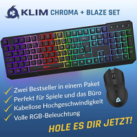 KLIM Blaze & Chroma - bezdrátová sada klávesnice a myši QWERTZ - Tenká, odolná, ergonomická - Bezdrátová sada klávesnice a myši 